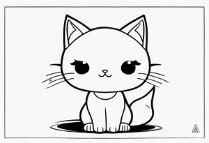 Thin line drawing of mineki neko tattoo idea