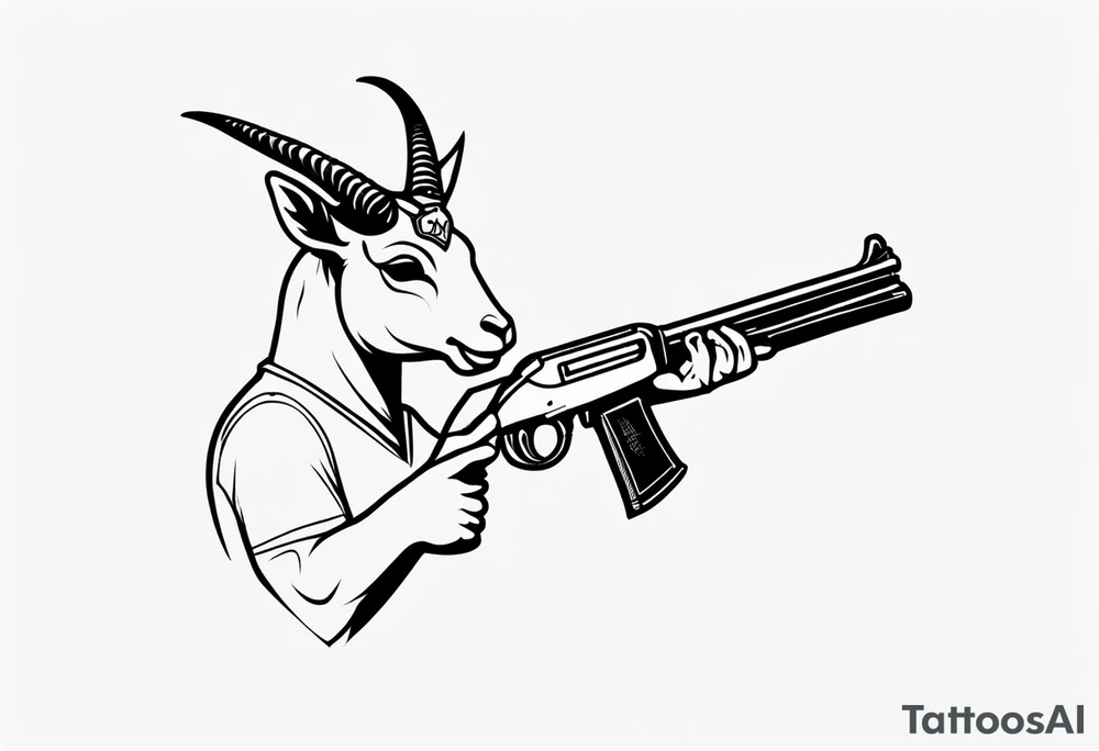 capricorn with sunglasses holding a shotgun tattoo idea