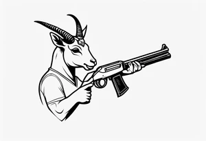 capricorn with sunglasses holding a shotgun tattoo idea