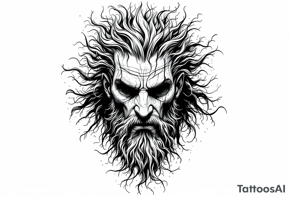 Hades forward facing stone portrait Greek mythology tattoo idea