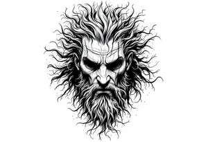 Hades forward facing stone portrait Greek mythology tattoo idea