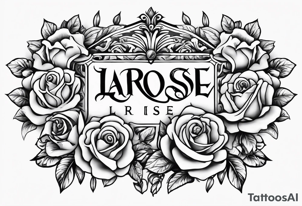 The word "LaRose" in beautiful lettering across my upper back sorrounded with roses tattoo idea