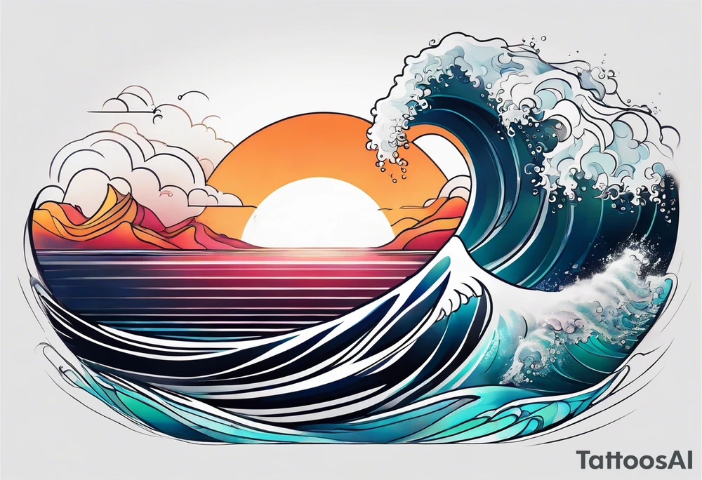 ocean, géométric, wave tattoo idea
