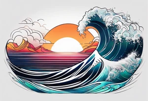 ocean, géométric, wave tattoo idea