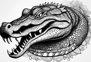 Full body Caiman with tail tattoo idea