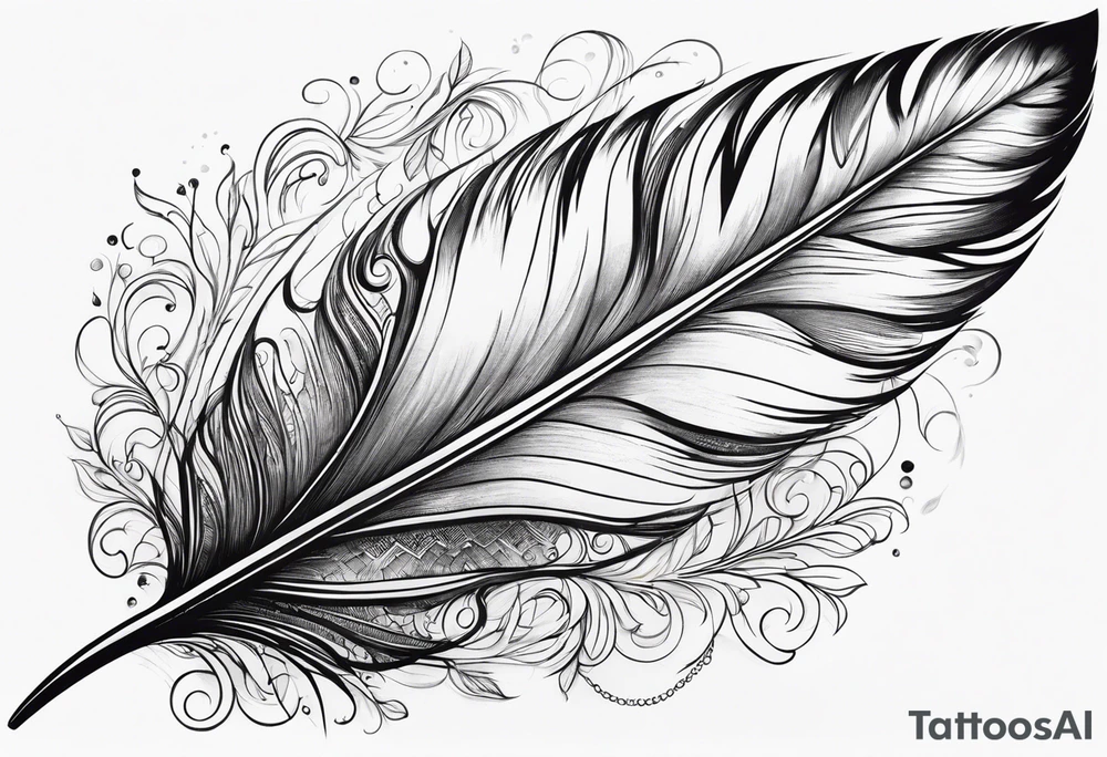 Feather with intricate details tattoo idea