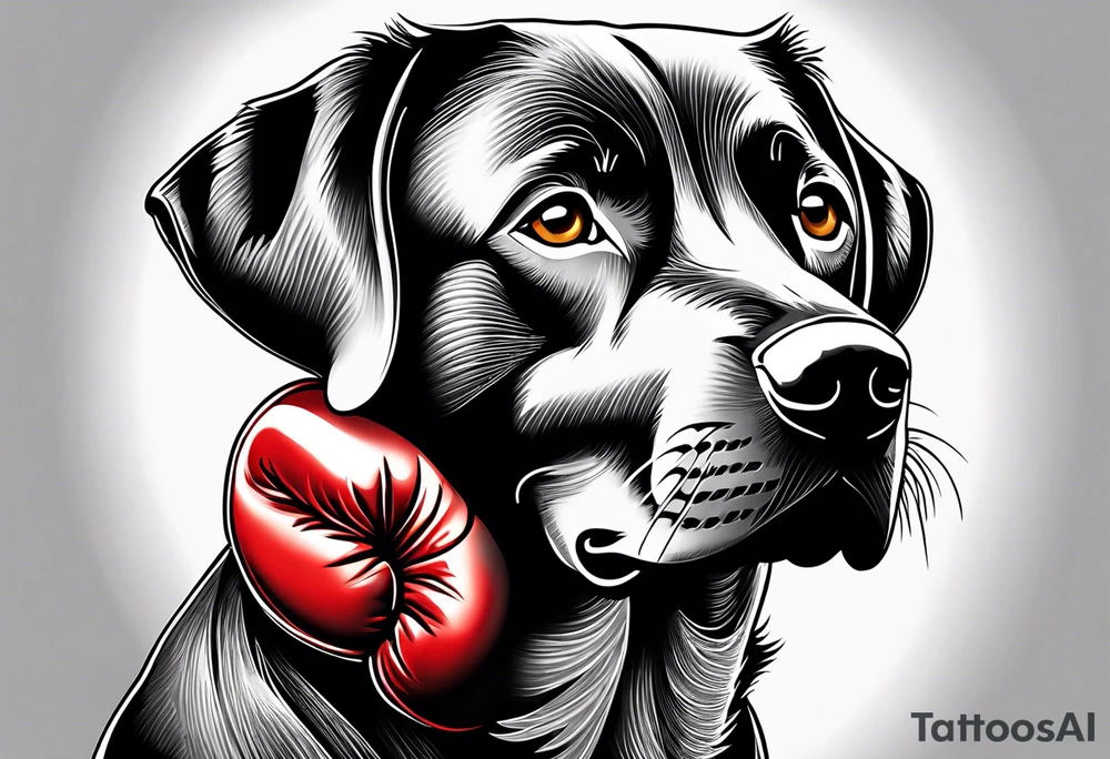 Dog Labrador with boxing gloves tattoo idea