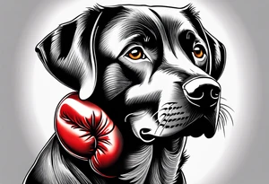 Dog Labrador with boxing gloves tattoo idea