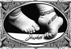 My son name JOSIAH with his baby foot pring tattoo idea