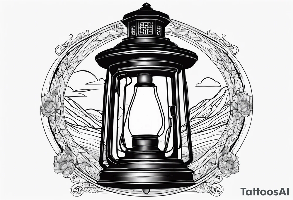 shadow of a man walking into a lantern tattoo idea