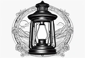 shadow of a man walking into a lantern tattoo idea