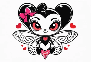 Super cute scorpion drawn Powerpuff girl style with body segments, head and claws made of hearts tattoo idea