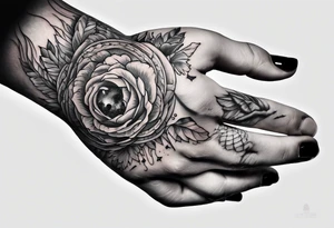 human hand with a bleeding hole through it tattoo idea