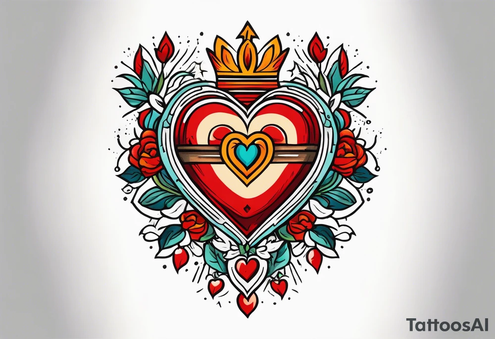 sacred heart traditonal vintage tattoo colorful tattoo idea