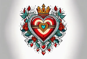 sacred heart traditonal vintage tattoo colorful tattoo idea