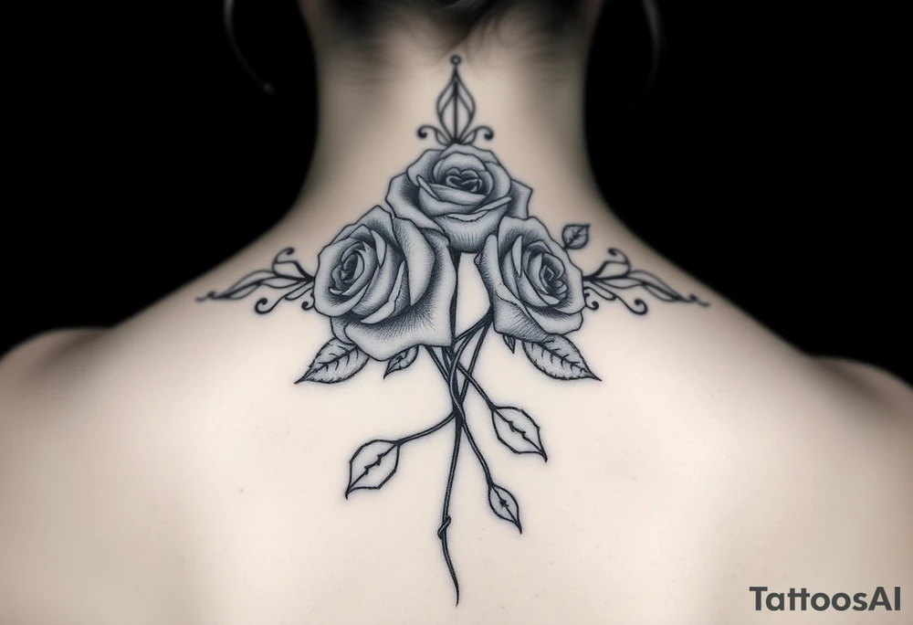 Roses with filigree background tattoo idea