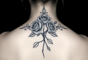 Roses with filigree background tattoo idea