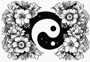 yin yang, flowers tattoo idea