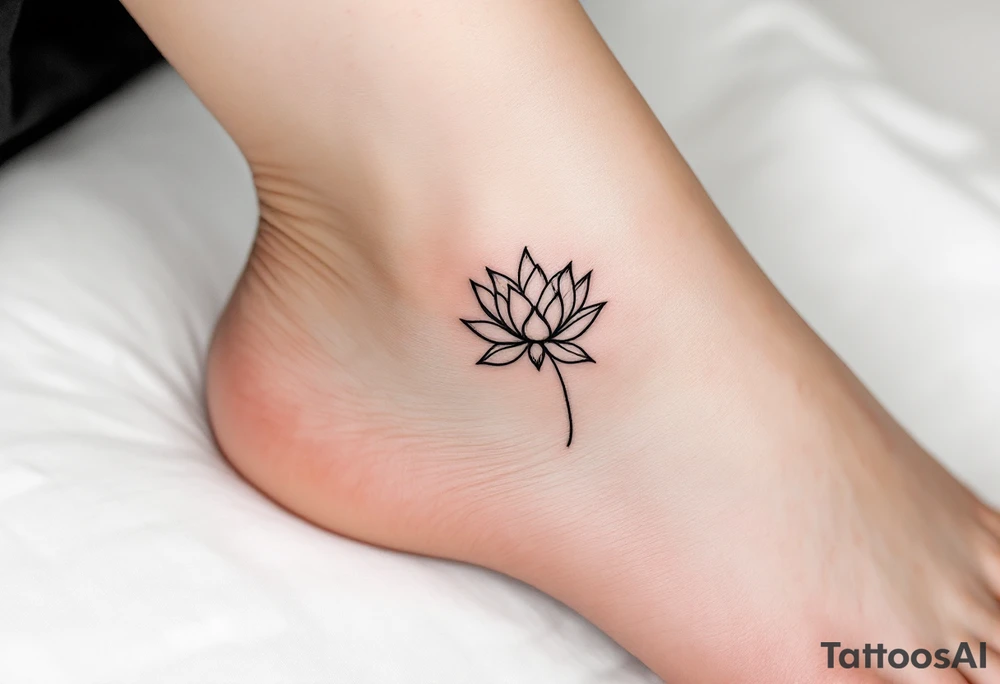 Fine thin lines very small minimalist tattoo combo of phenix and lotus tattoo idea