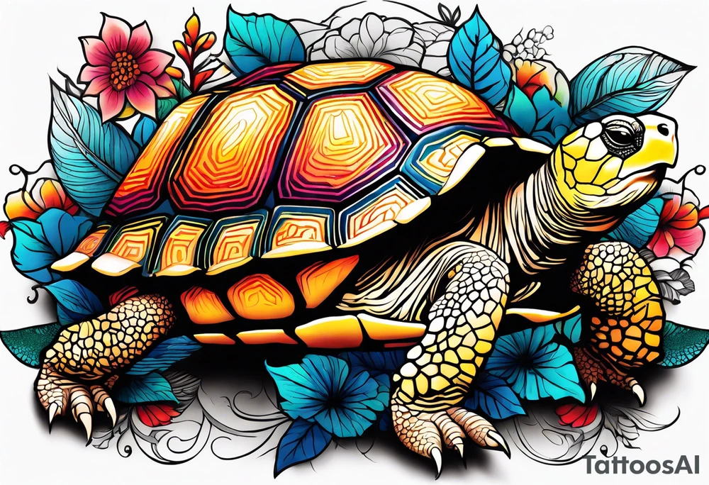 Colourful tortoise tattoo idea