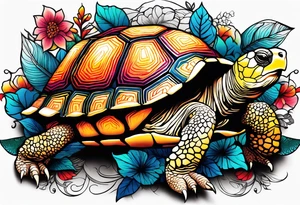 Colourful tortoise tattoo idea