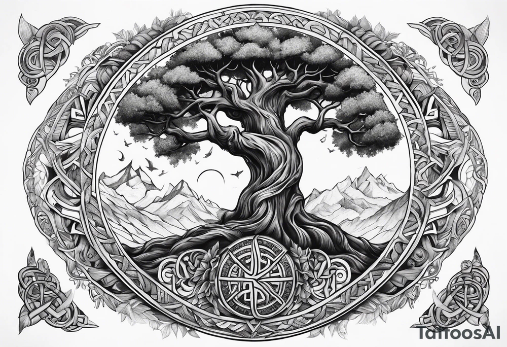 Viking Tree of Life with the nine realms tattoo idea