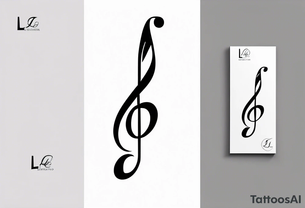 Simple minimalist tattoo in the style of single needle art depicting musical notes in the shape of letters “l” and “r” tattoo idea
