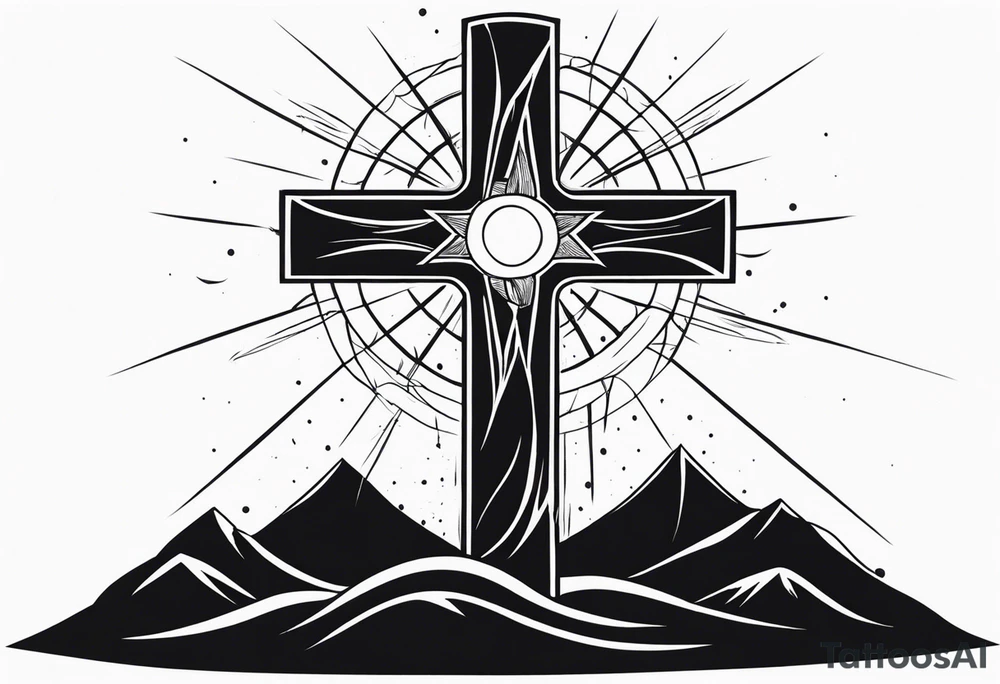 Cross and lightning tattoo idea