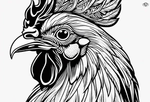 traditional style rooster flash tattoo idea