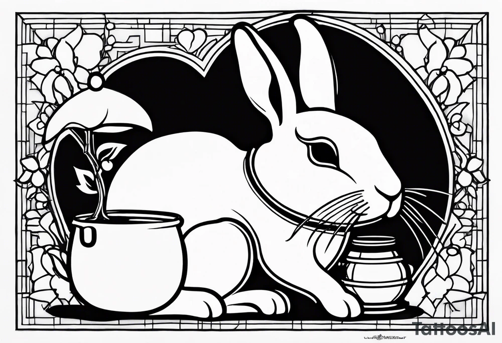 Side view outline of bunny with heart and honey pot minimalistic tattoo tattoo idea