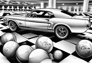 Bowling theme with ford mustang tattoo idea