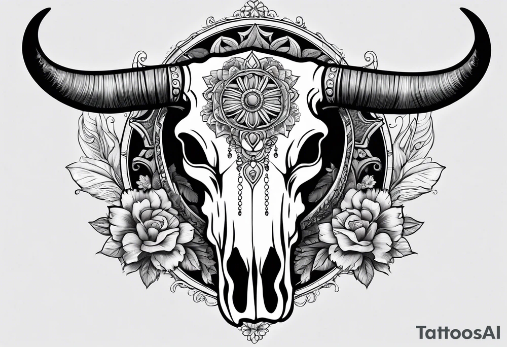 Feminine Bull skull tattoo idea