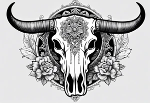 Feminine Bull skull tattoo idea