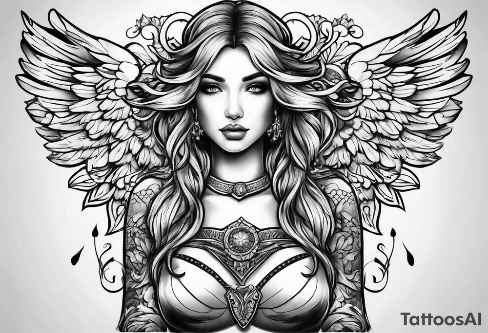 Swxy angel woman tattoo idea