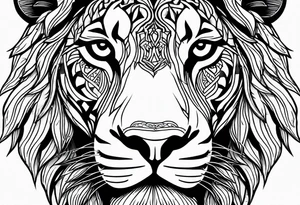 Lion eyes tattoo for forearm with a small family aspect of it, a symbol for sikhism and thorns tattoo idea