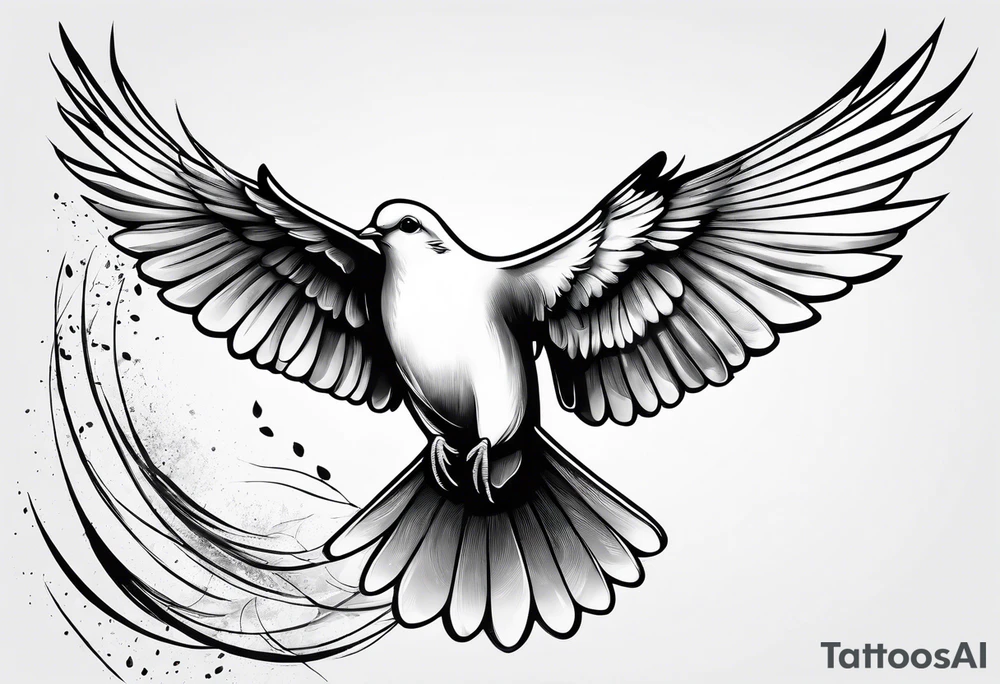 Dove flying horizontally tattoo idea