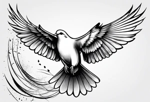 Dove flying horizontally tattoo idea