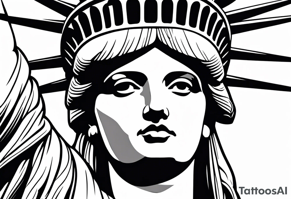 Sexy statue of liberty face tattoo idea