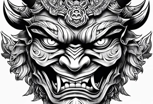 oni mask with teeth tattoo idea