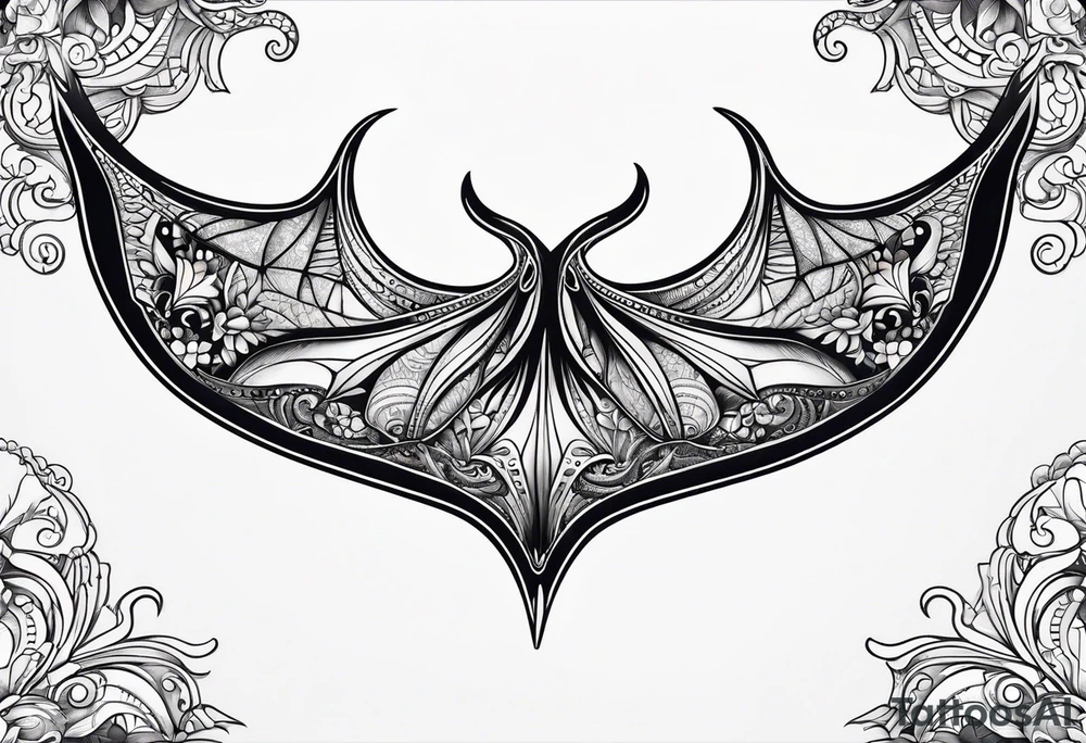 psychadelic manta ray symmetrical tattoo idea