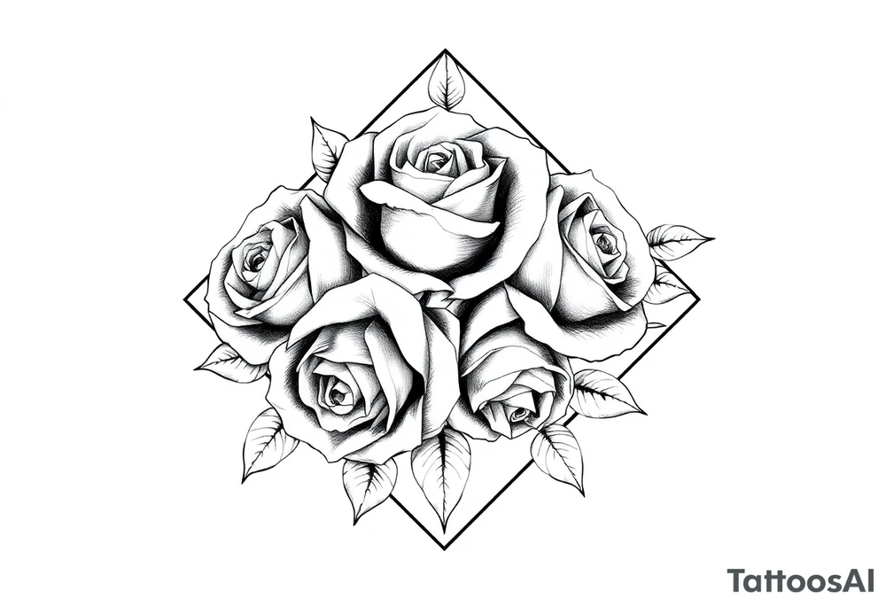 Roses inside of an elongated diamond shape tattoo idea