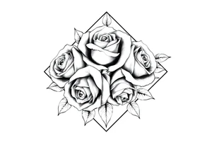 Roses inside of an elongated diamond shape tattoo idea