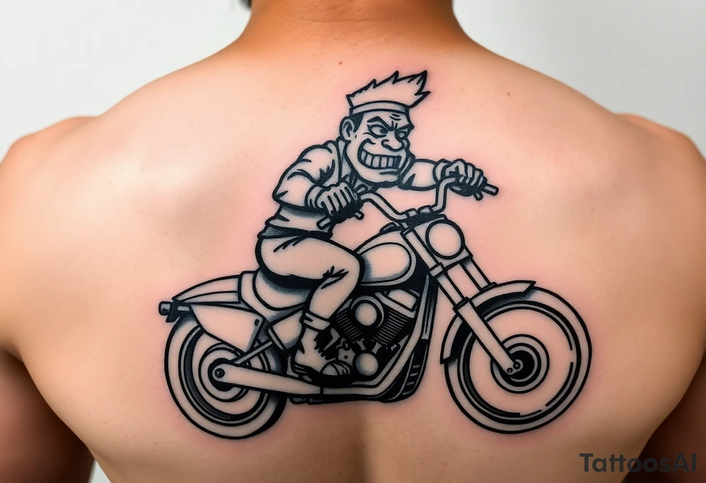 Taz riding a motorcycle tattoo idea