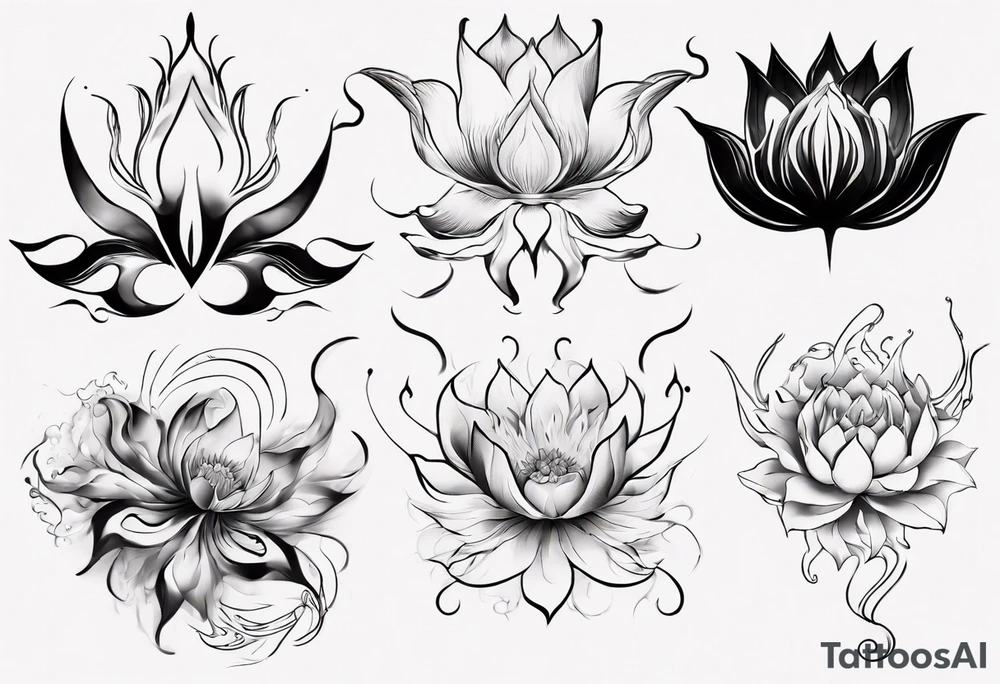 Lotus flower with phoenix tattoo idea