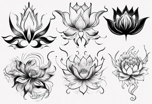 Lotus flower with phoenix tattoo idea