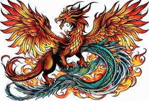 majestic  dragon and phoenix tattoo tattoo idea