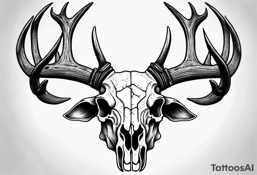 Big deer skull with lots of points tattoo idea