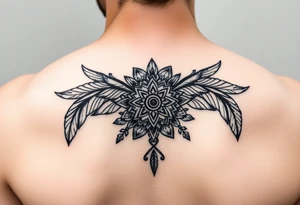 spiritual feathers ornamental mandala shaman tattoo idea