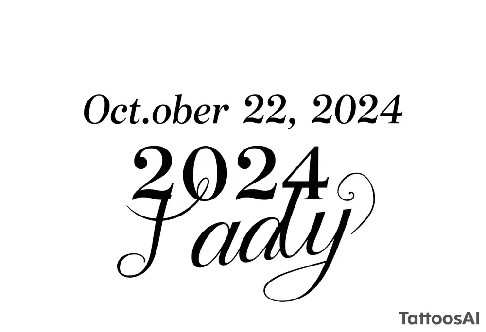 the date October 22, 2024. the name ‘Lady’. With salsa music elements. tattoo idea