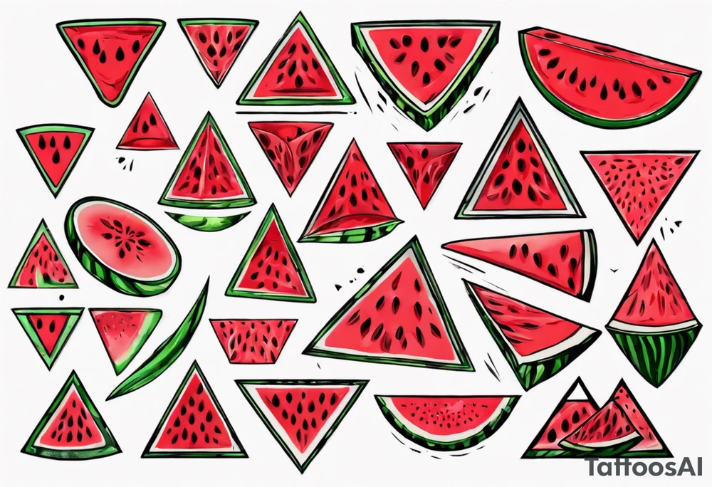 Red triangle watermelon tattoo idea